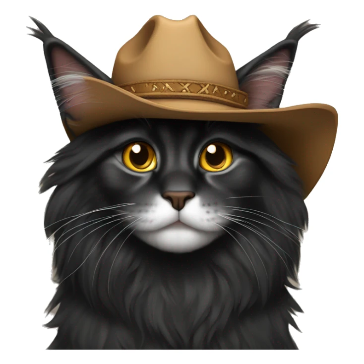 black maine coon with cowboy hat sticker