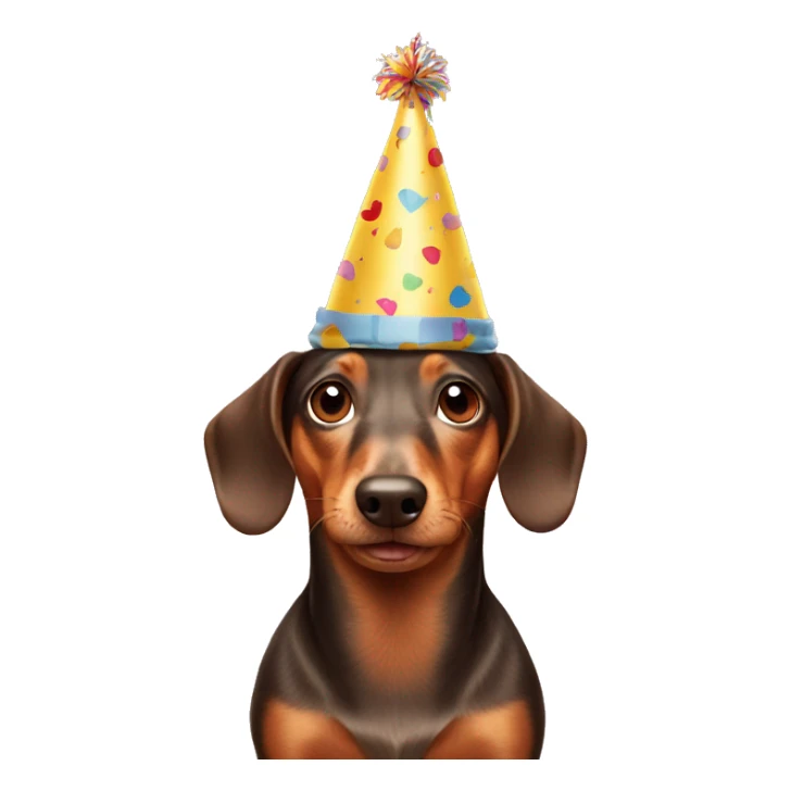 Wiener dog with birthday hat on sticker