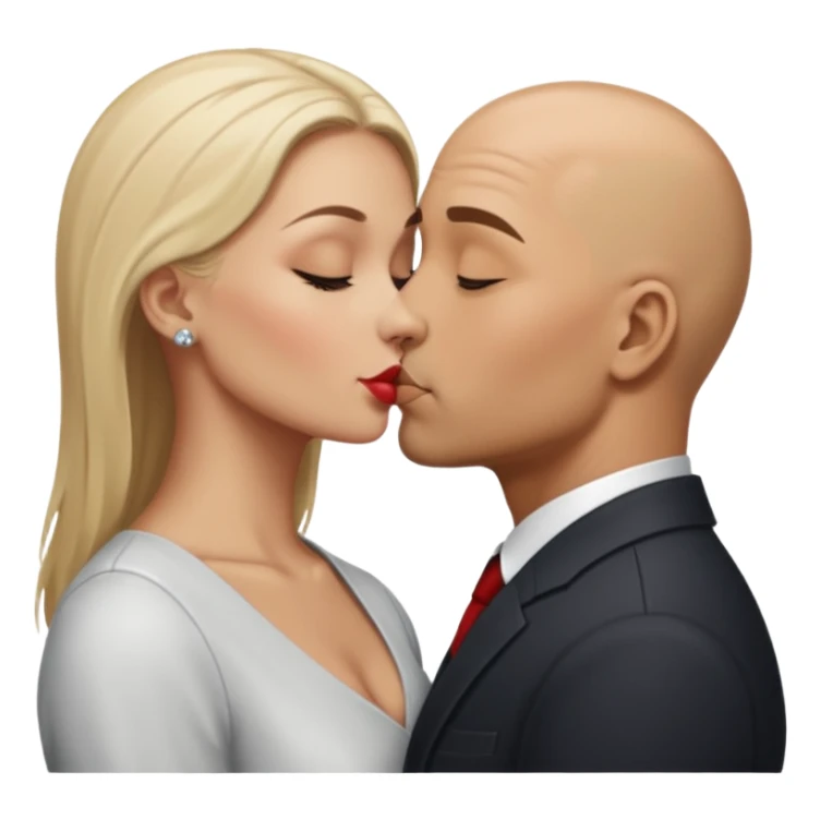 Bald man kissing white dark blonde woman sticker