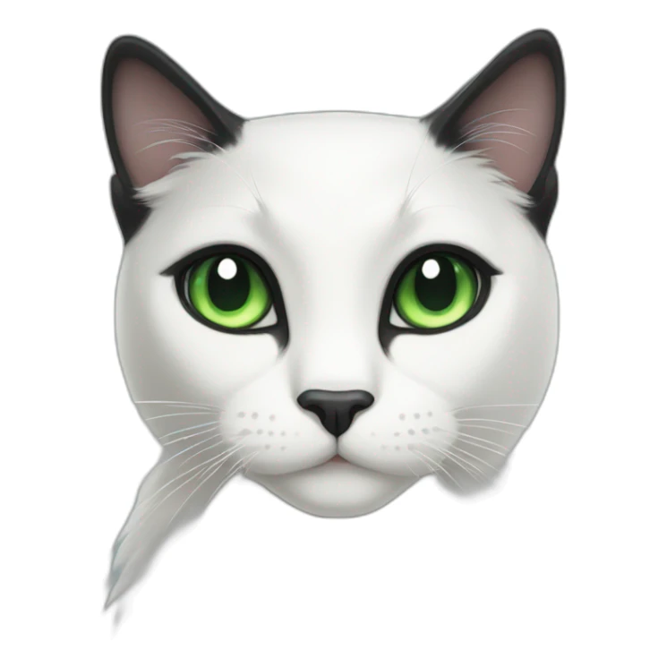 half white black tuxedo cat with green eyes sticker