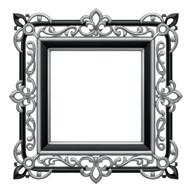 Black and silver filigree Frame, 3D, extremely detailed design sticker