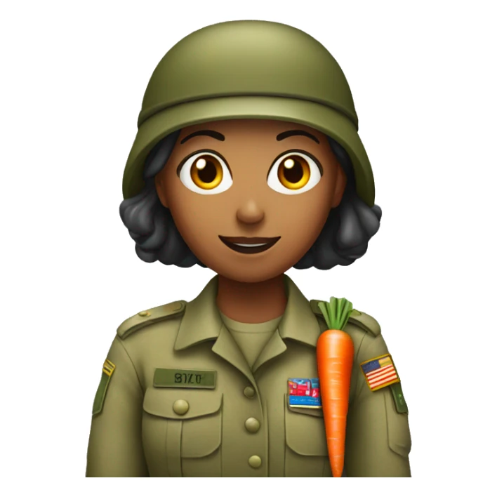 army woman holding carrot sticker