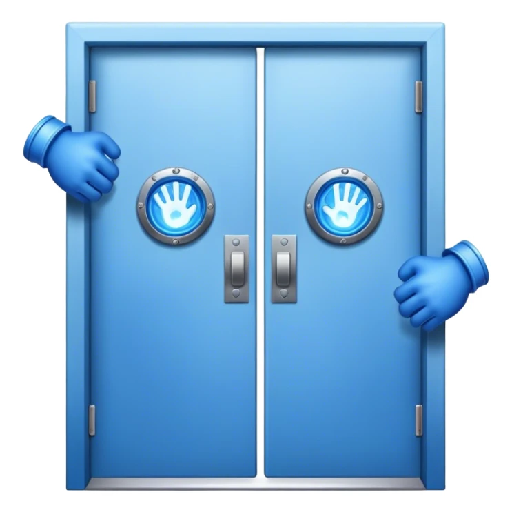 A closed door with a knuckles knocking on it. Because success isn’t about waiting—it’s about knocking until someone answers.blue power magic on knocking sticker