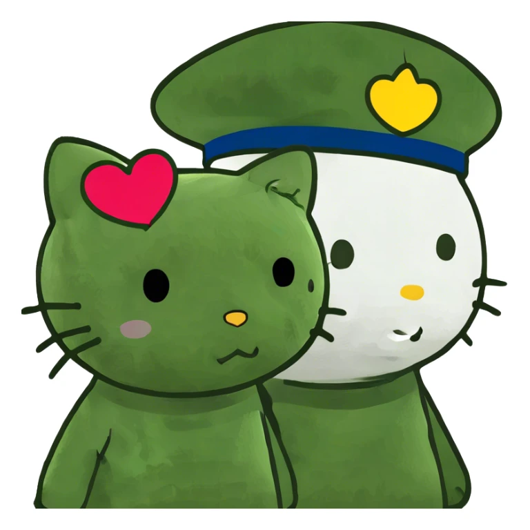 dear daniel and hello kitty together in a heart shape sticker