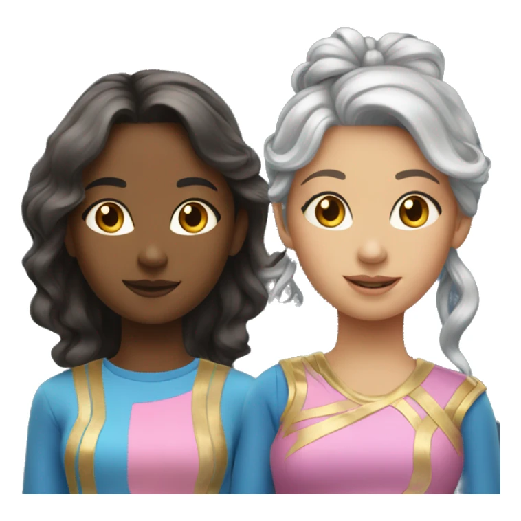 four girls in pink, blue, gold and silver sticker