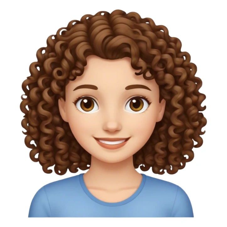 smiling white and brunette girl with curly hair sticker