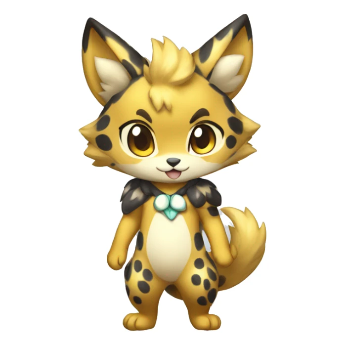 shiny, spotted, Kemono-style, Chibi, Anthro-Fur-Sona-Fakémon, Full Body sticker