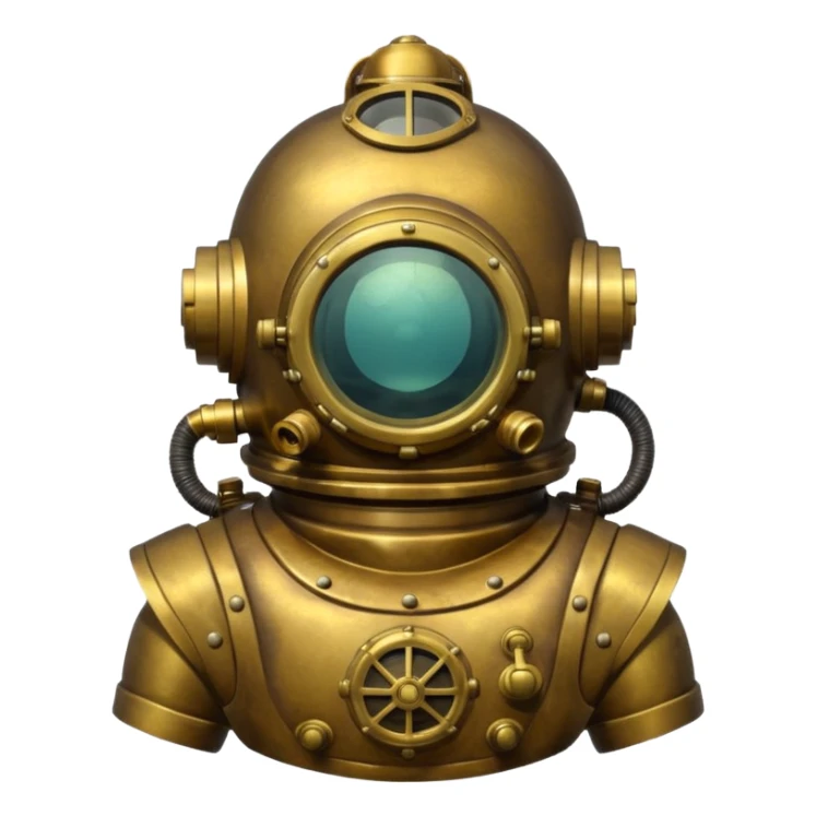 Classic brass diving helmet with diver suit sticker