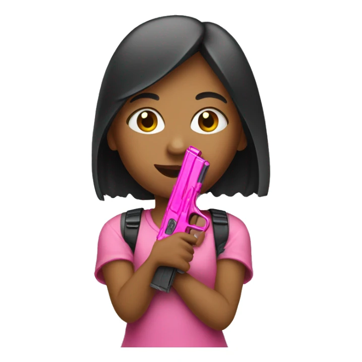 Girl holding pink gun sticker