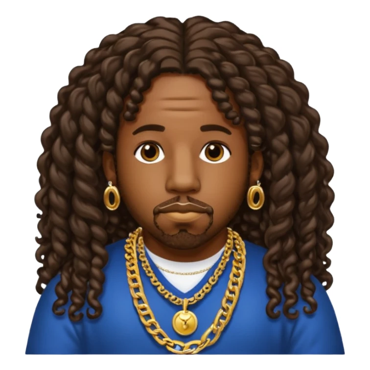 Big Boi with long dark brown curly hair sticker
