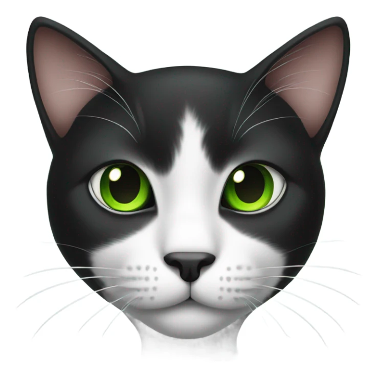 black and white cat with green eyes sticker