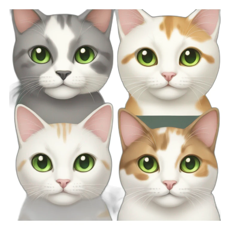 cream cat with grey green eyes and calico cat with green eyes sticker
