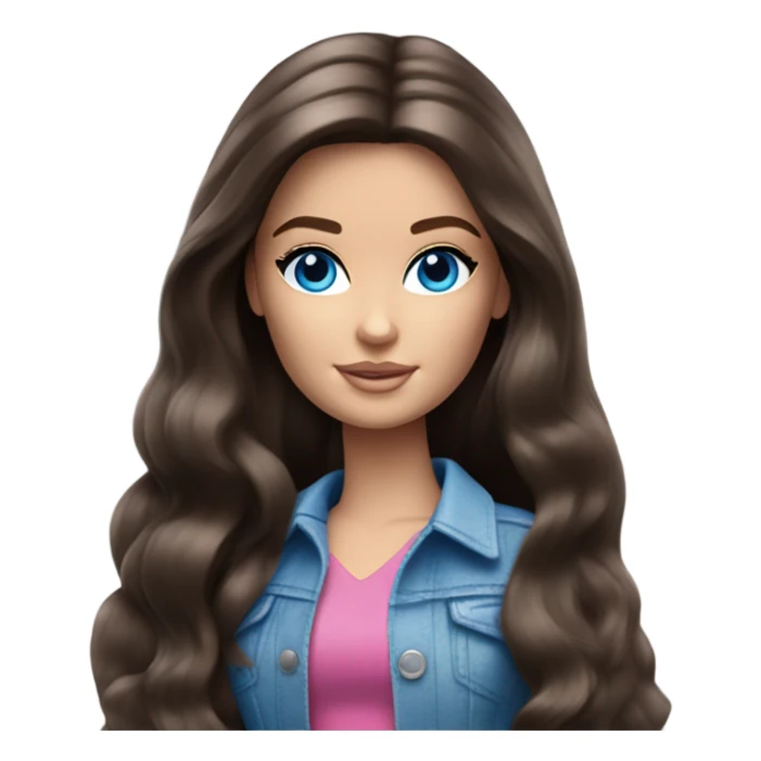 Brunette Barbie with long hair and blue eyes  sticker