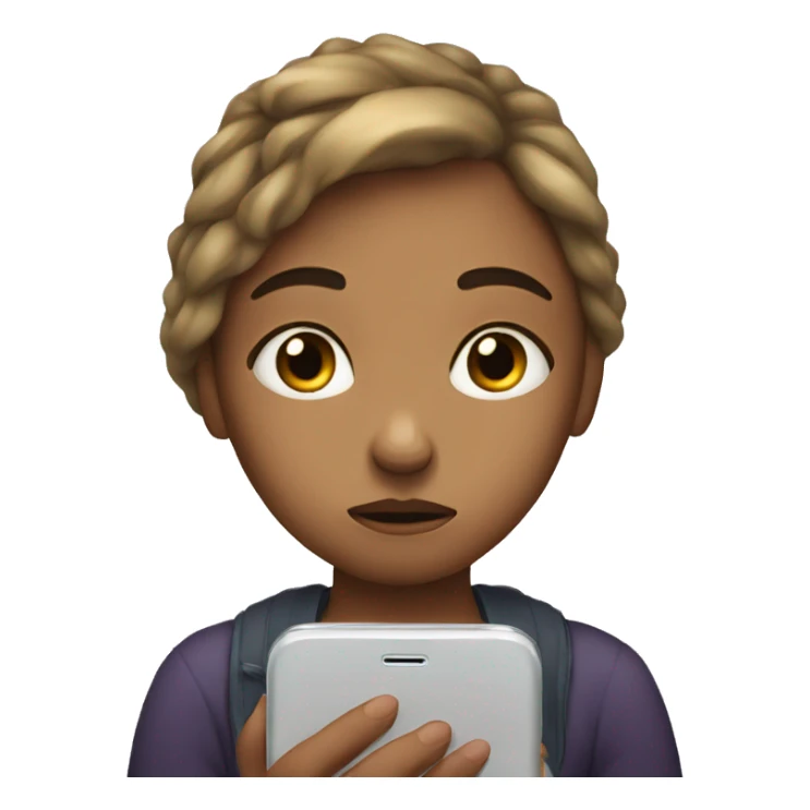 A sad girl looking at her phone sticker