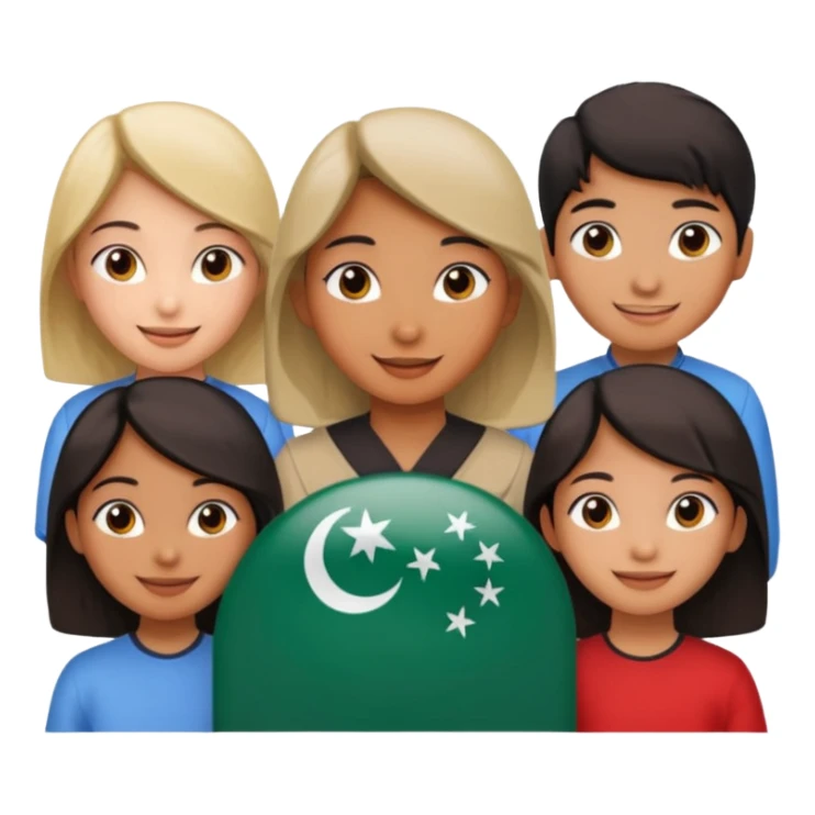 a Pakistani girl who is curious for Knowledge about Hong Kong and China, talking with lots of friends sticker