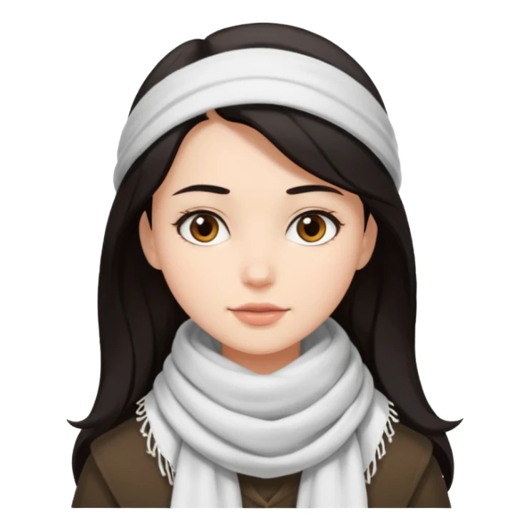 Girl with dark hair with a white scarf over her head sticker