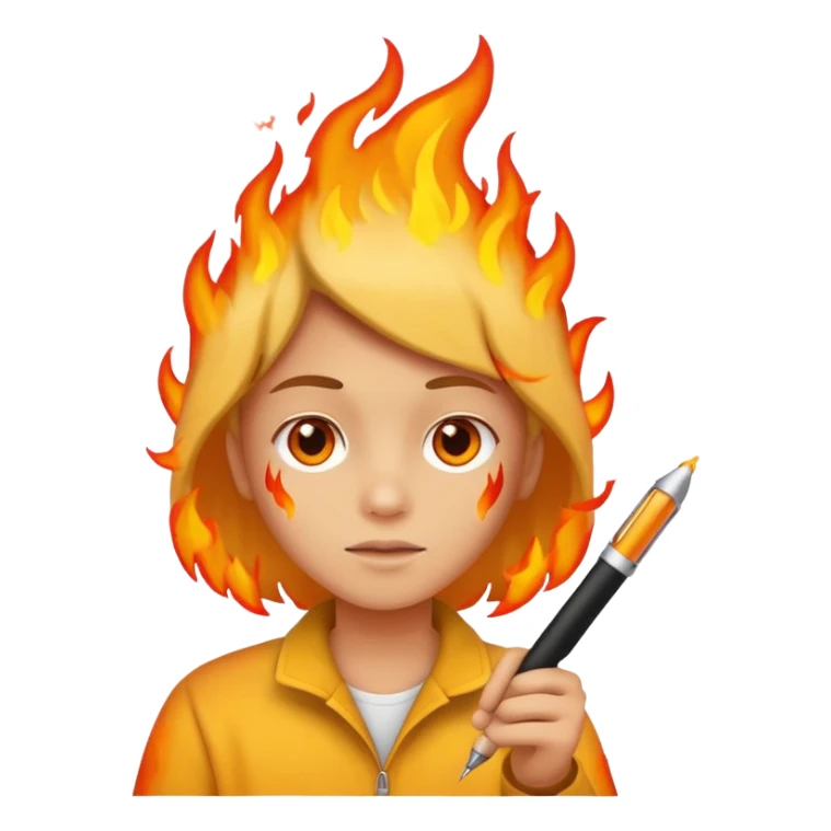 fire coming out of pen while writing sticker