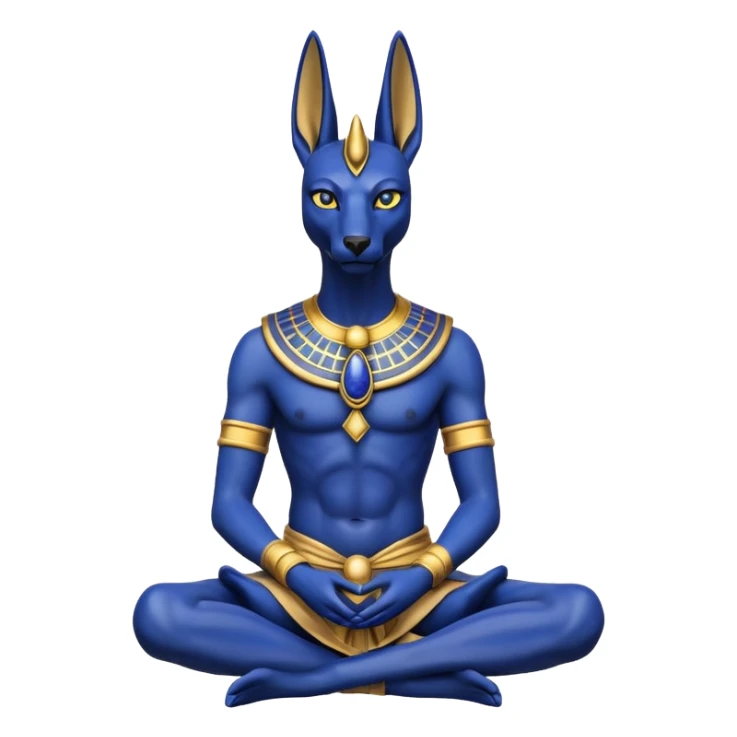 Ancient lapis gold adorned rugged alien anubis young staged formally sitting posed statue  sticker