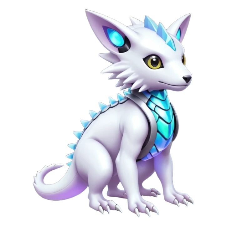  exotic futuristic modern cyber-Fakémon-Digimon-Trico-creature sticker
