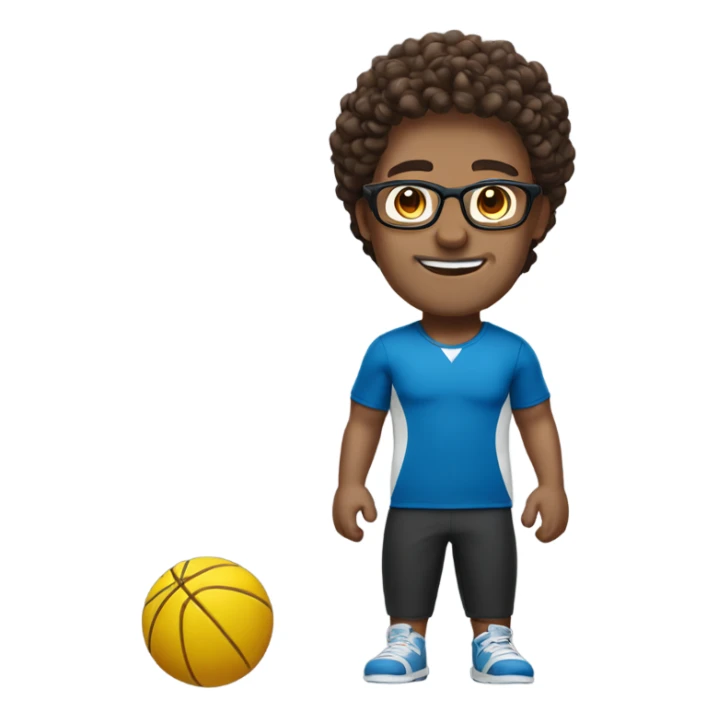 man with glasses, and short brown curly hair, with sportswear sticker