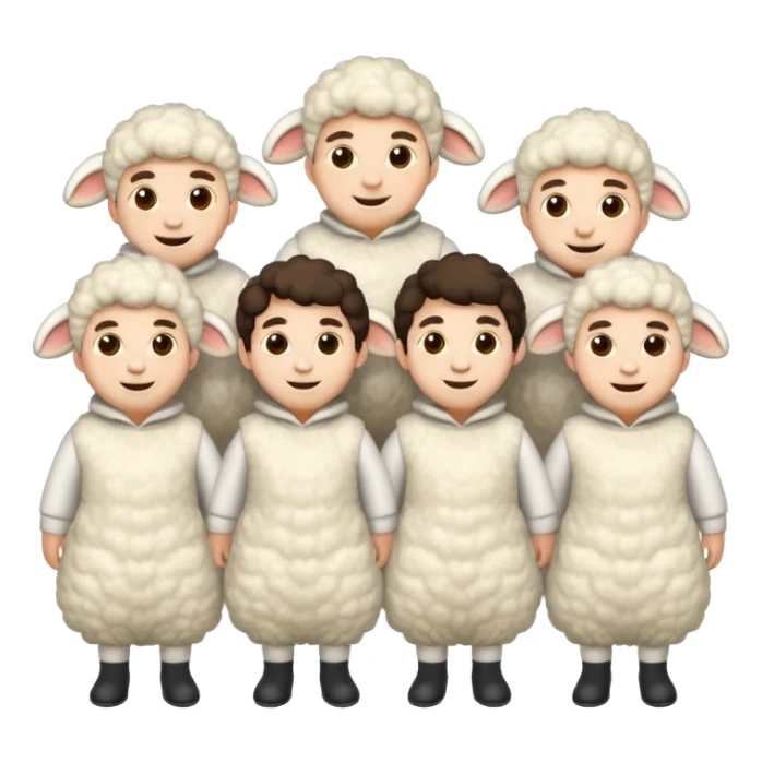 Quero 5 pessoas vestidas de ovelhas sticker