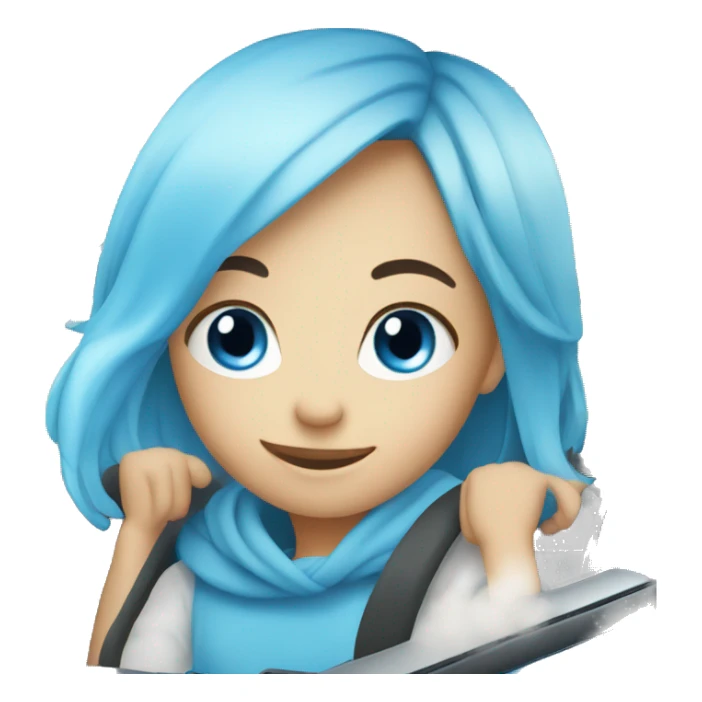 smiling girl blue eyes with car sticker