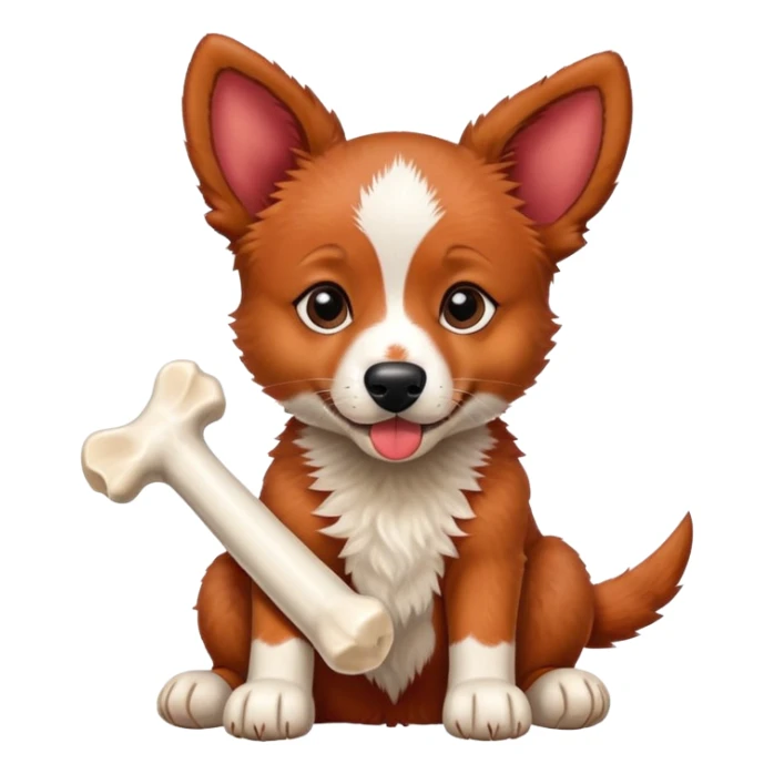 Red heeler puppy with bone in mouth sticker
