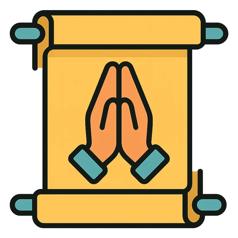 praying scroll color outline icon style sticker