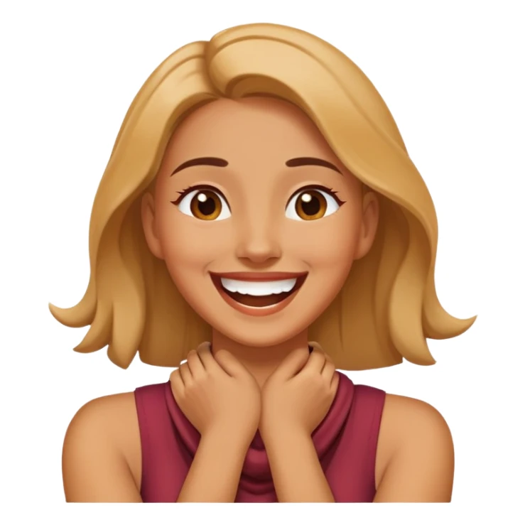 Women hands crossed around neck laughing sticker