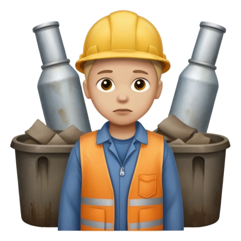 a child with a sad face works in a factory sticker