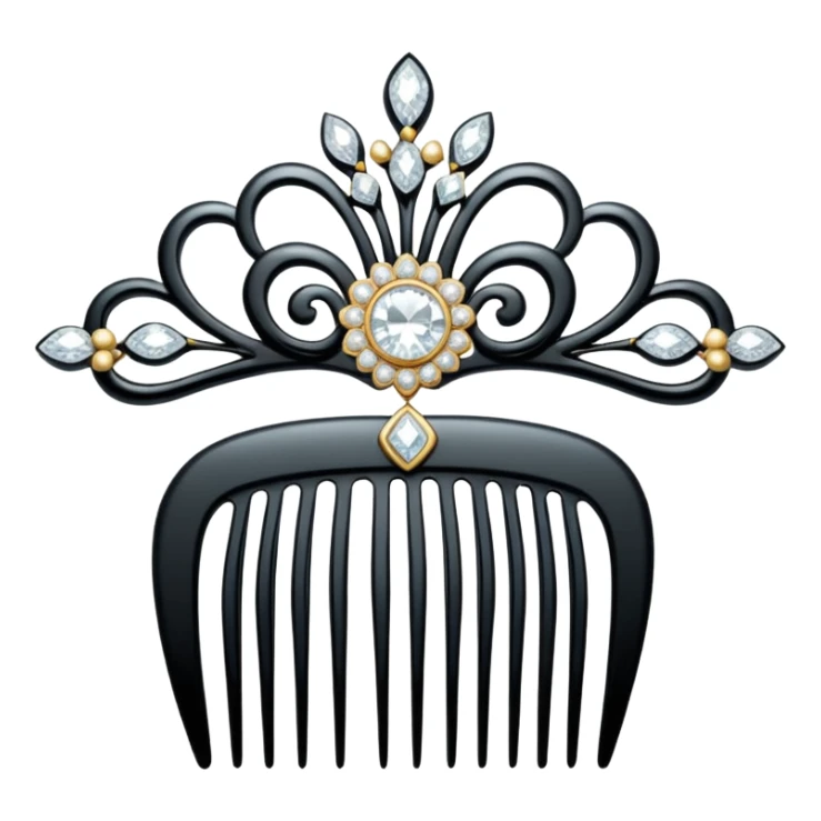 elegant white hair comb with diamonds sticker