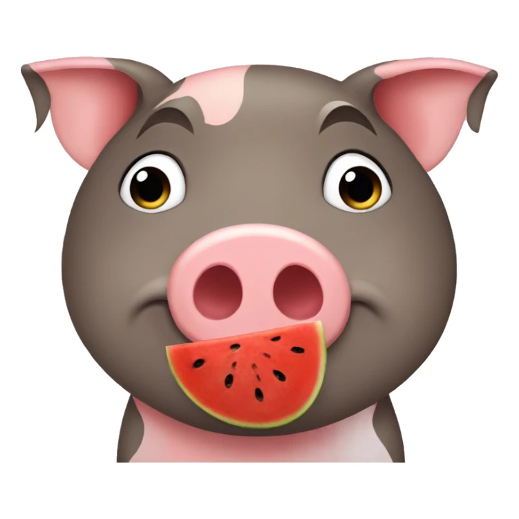 a pig which likes watermelom sticker