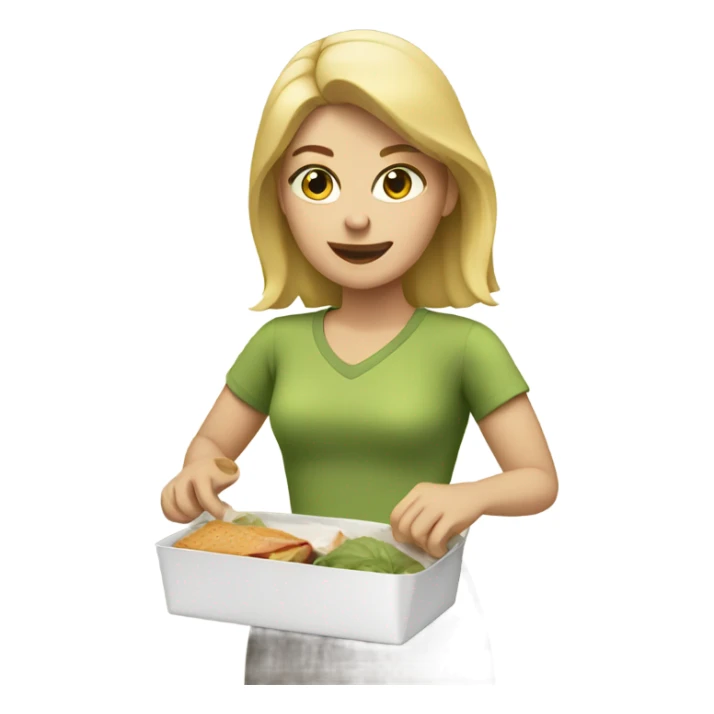Blonde woman packing a lunch sticker