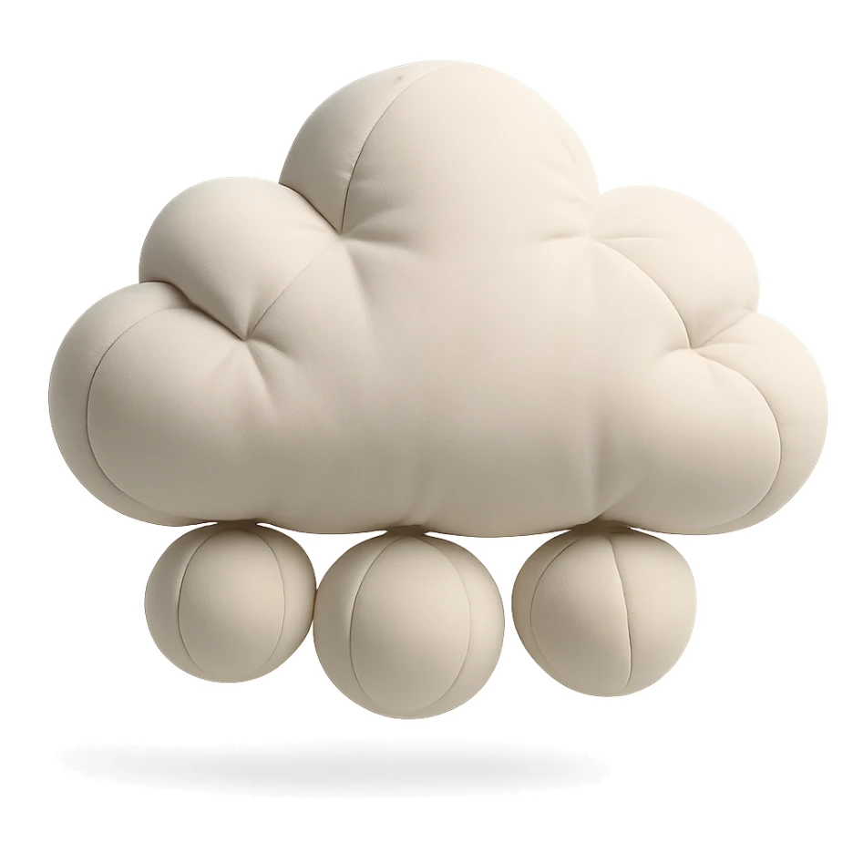 cloud with large round hailstones, cushion style, soft plush look sticker