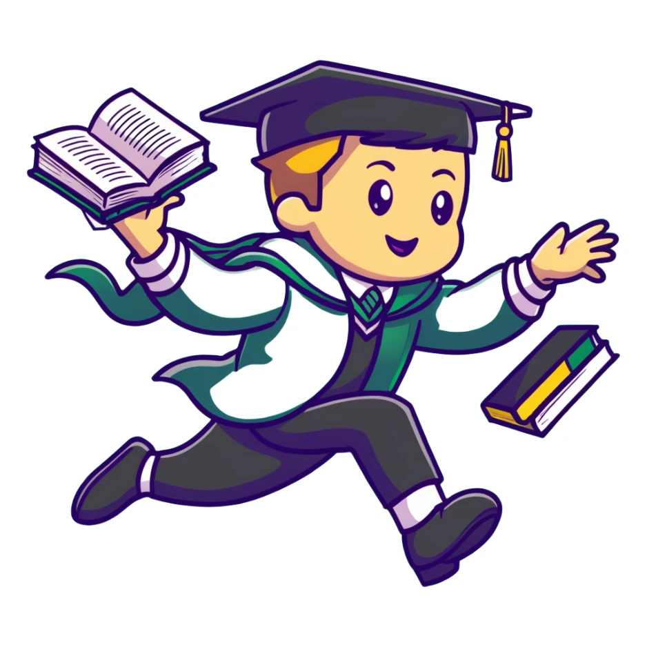 Slytherin student tripping and falling with books and wand flying sticker