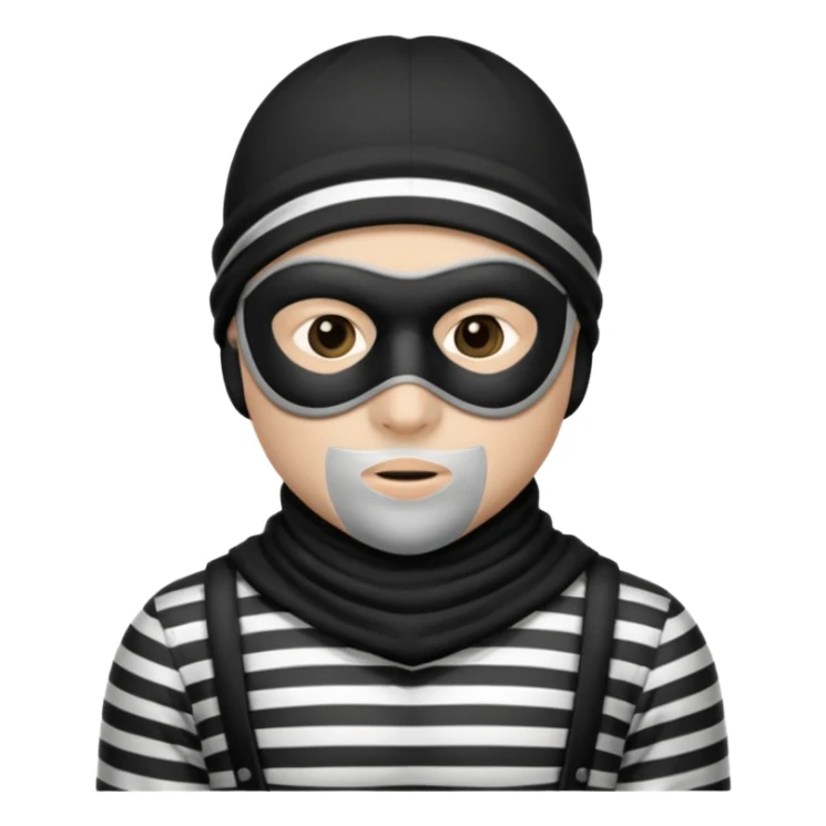 burglar with mask and black white clothes sticker