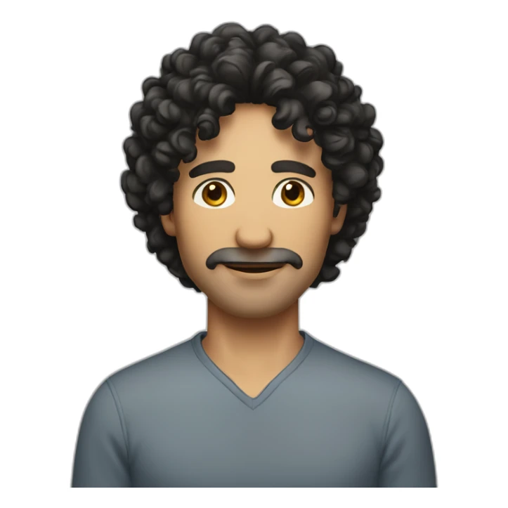 middle age man informal cloth tanned black curly hair black eyes sticker