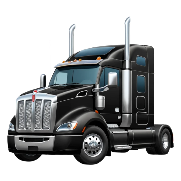 2026 Black Kenworth T680 Flat Top Semi Sleeper extended cab with stacks make realistic sticker