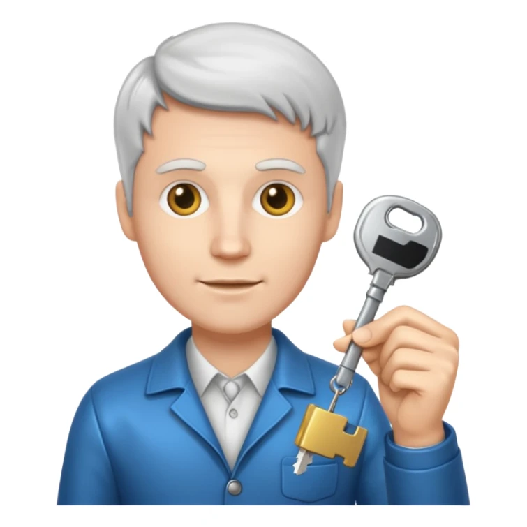 Hombre blanco con juego de llaves en la mano sticker