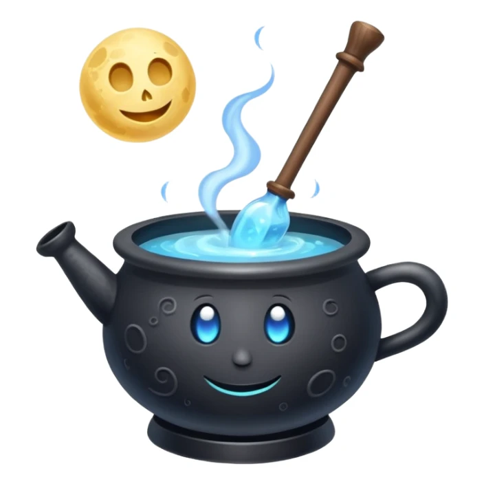 alchemy mage character stirring potion cauldron shaped like the moon sticker