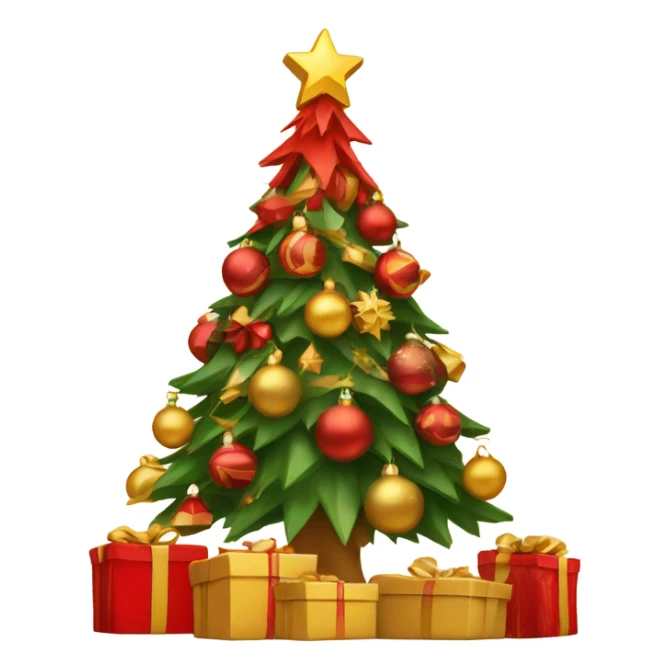 Red and gold Christmas tree with presents  sticker