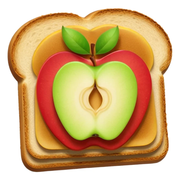 toast with apple slices on top, clean and minimal sticker