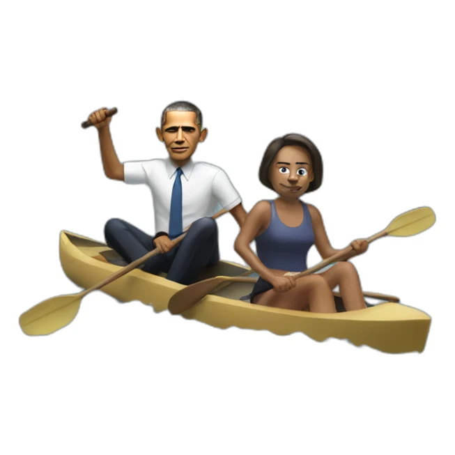 Obama paddling trump sticker