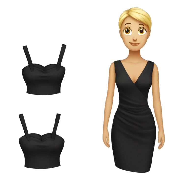 a black dress with a measuring tape wrapped around it sticker
