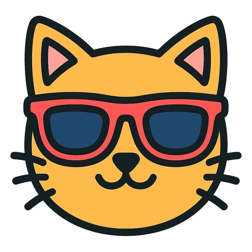 cat wearing sunglasses color icon sticker