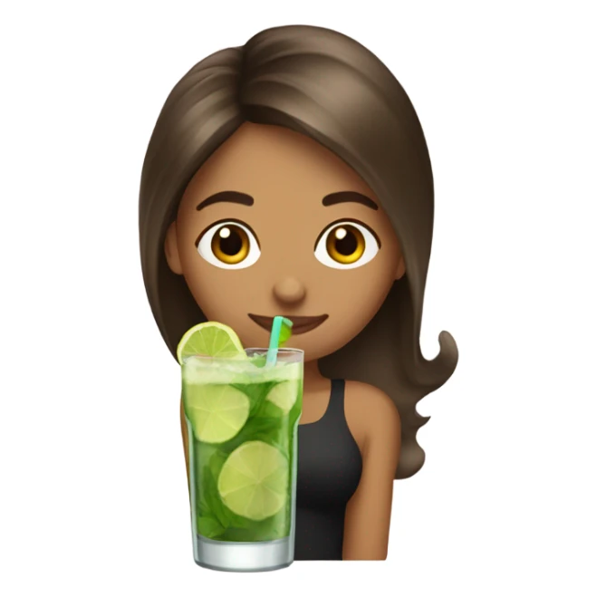 Women drinks mojito brown hair sticker