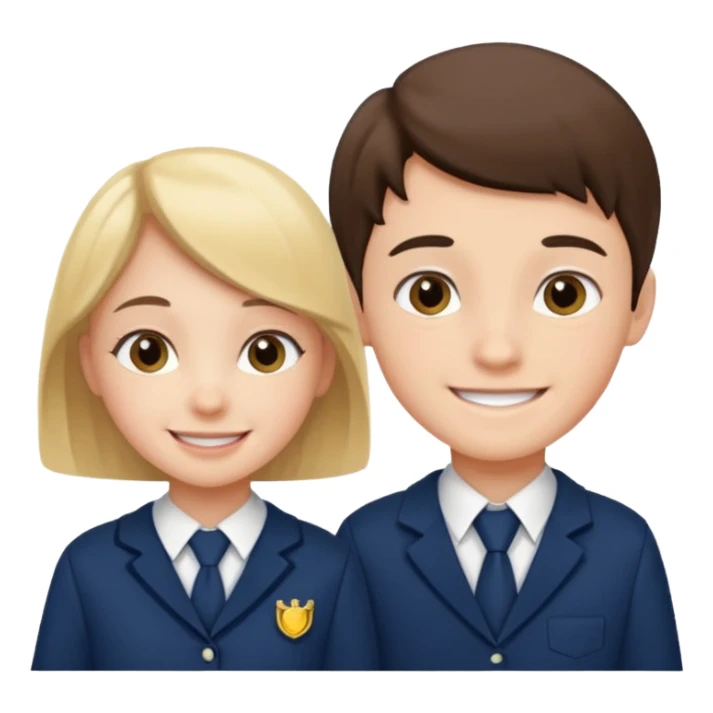 students in school uniforms girl and boy sticker