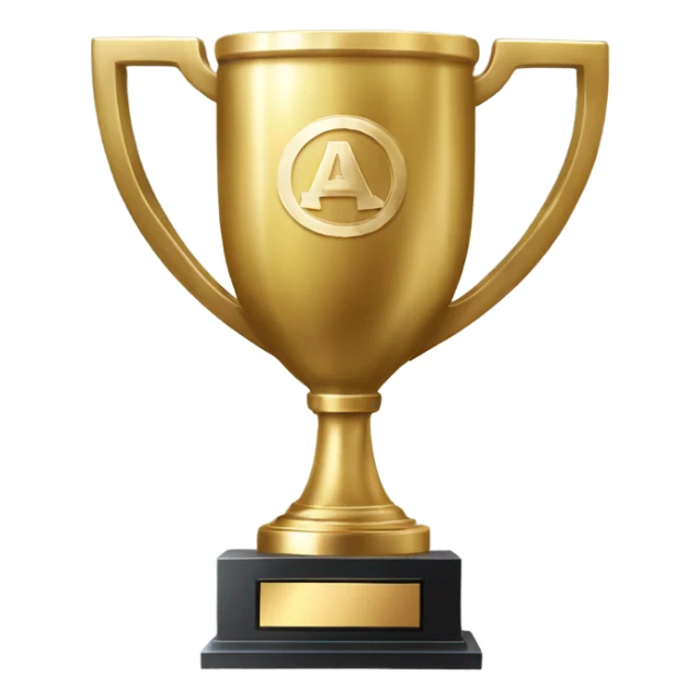 A championship trophy with 'Champion' written on it sticker