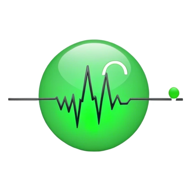 green dot with ECG heartbeat line. dot, not heart sticker