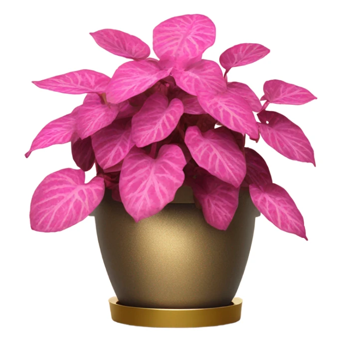 Hippo Hypoestes pink in round gold planter sticker